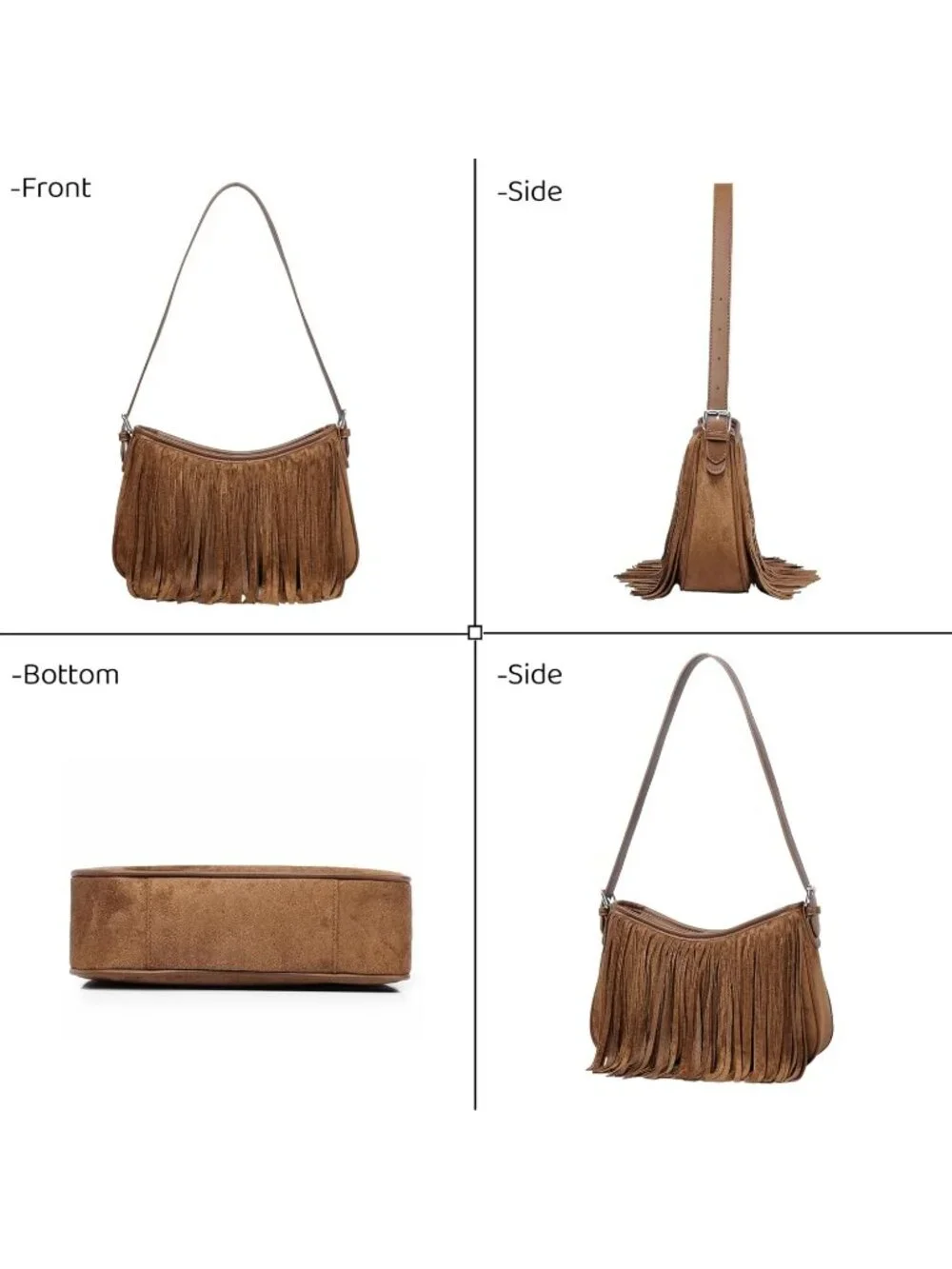 Women's Brown Imported Underarm Suede Western Classy Stylish Trendy Hobo Bag